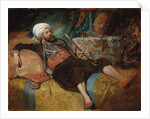 A Reclining Turk Smoking a Hookah, 1844 by Henri Baron