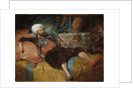 A Reclining Turk Smoking a Hookah, 1844 by Henri Baron