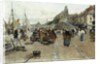 Marketplace by a Harbour by Luigi Loir