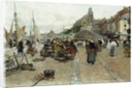 Marketplace by a Harbour by Luigi Loir
