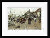 Marketplace by a Harbour by Luigi Loir