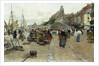 Marketplace by a Harbour by Luigi Loir