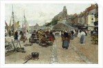 Marketplace by a Harbour by Luigi Loir