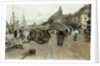 Marketplace by a Harbour by Luigi Loir