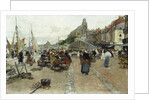 Marketplace by a Harbour by Luigi Loir