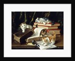 Kittens Playing on Desk by Alfred Brunel de Neuville