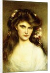 A Young Beauty with Flowers in her Hair, by Albert Lynch