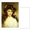 A Young Beauty with Flowers in her Hair, by Albert Lynch