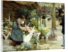 A Flower Market in Paris, 1891 by Louis de Schryver