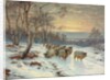 A Shepherd with his Flock in a Winter Landscape, 1919 by Wright Barker