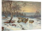 A Shepherd with his Flock in a Winter Landscape, 1919 by Wright Barker