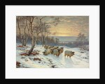 A Shepherd with his Flock in a Winter Landscape, 1919 by Wright Barker