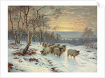 A Shepherd with his Flock in a Winter Landscape, 1919 by Wright Barker