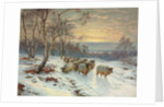 A Shepherd with his Flock in a Winter Landscape, 1919 by Wright Barker