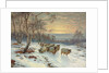 A Shepherd with his Flock in a Winter Landscape, 1919 by Wright Barker