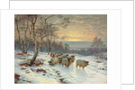 A Shepherd with his Flock in a Winter Landscape, 1919 by Wright Barker