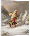 An Indian Woman Wearing Snowshoes by Cornelius Krieghoff