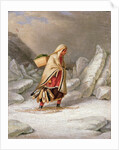An Indian Woman Wearing Snowshoes by Cornelius Krieghoff