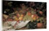 Fruit and flowers on a stone ledge, 1829 by George Lance