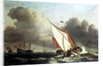 Dutch shipping offshore in a rising gale by Willem van de the Younger Velde