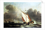 Dutch shipping offshore in a rising gale by Willem van de the Younger Velde