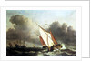 Dutch shipping offshore in a rising gale by Willem van de the Younger Velde