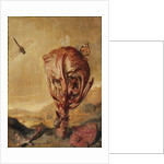 A red cabbage, a snail, a butterfly, a dragonfly, a bee and a wood louse in a landscape by Margarethe de Heer