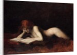 Reclining nude woman reading a book, c.1880-90 by Jean-Jacques Henner