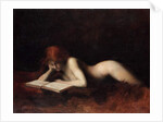 Reclining nude woman reading a book, c.1880-90 by Jean-Jacques Henner