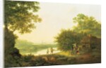 Applepickers, by a Cottage In A Wooded Landscape with Chichester Beyond by George of Chichester Smith