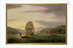 A Frigate, A Lugger And Merchant Ship In Dartmouth Harbour, 1808 by Thomas Luny
