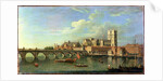 A View Of Westminster With The Royal Barge And Other Shipping by Joseph Nicholls
