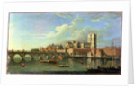 A View Of Westminster With The Royal Barge And Other Shipping by Joseph Nicholls