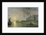 Moonlit View Of The Bacino Di San Marco, Venice, With The Doge's Palace by Henry Pether