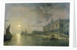 Moonlit View Of The Bacino Di San Marco, Venice, With The Doge's Palace by Henry Pether