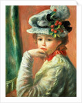 Young Girl in a White Hat by Pierre Auguste Renoir