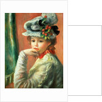 Young Girl in a White Hat by Pierre Auguste Renoir