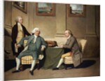 Group Portrait Of Sergeant-At-Arms Bonfoy, His Son, And John Clementson, Sen. by John Hamilton Mortimer