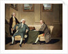 Group Portrait Of Sergeant-At-Arms Bonfoy, His Son, And John Clementson, Sen. by John Hamilton Mortimer