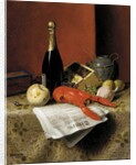 Still Life with Lobster, Fruit, Champagne and Newspaper, 1882 by William Michael Harnett