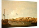 The Hongs at Canton from the south east, with a regatta on the Pearl river by Thomas Daniell
