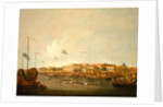 The Hongs at Canton from the south east, with a regatta on the Pearl river by Thomas Daniell