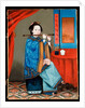 Portrait of a Court Lady Seated, in a Blue Robe, Playing the Flute, with a Pipe and Tea Cup on a Table by her Side, late 19th century by School Chinese