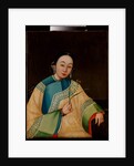 Portrait of a Court Lady, Seated Half Length in an Embroidered Robe, Holding a Flower, mid 19th century by School Chinese