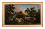 View of Howqua's Garden in Canton with Ladies by a Pavillion, c.1850 by School Chinese