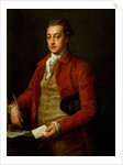 Portrait of the Hon. Lionel Damer, half length in Red Coat with Grey Vest and White Cravat, holding a Paper and Quill Pen by Pompeo Girolamo Batoni
