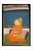 A Bejeweled Dignitary, Wearing a Plumed Turban, Holding a Lotus Bud, Sitting on a Terrace by Indian School