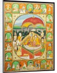 Rama and Sita Enthroned, worshipped by Shiva, Hanuman and others, 1800-20 by Indian School
