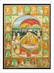 Rama and Sita Enthroned, worshipped by Shiva, Hanuman and others, 1800-20 by Indian School
