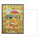 Rama and Sita Enthroned, worshipped by Shiva, Hanuman and others, 1800-20 by Indian School